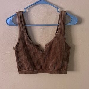 Zena Chocolate Ribbed Crop Top